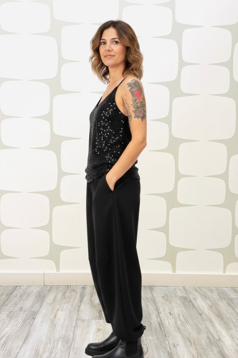 outfit con Canotta Jamie paillettata nero, Pantalone Hedstrom nero