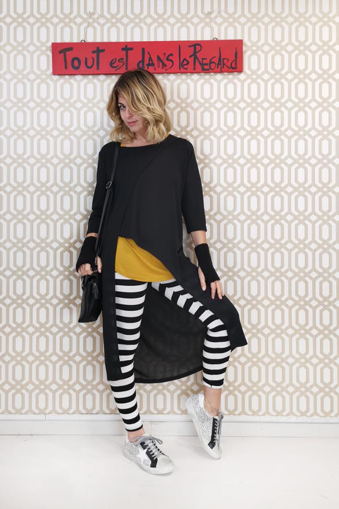 leggins a righe di 2 cm