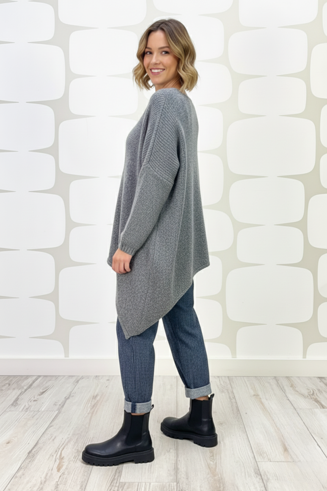 outfit Maglia Wittenberg grigia e Pantalone Oberon fabbrica di giuggiole