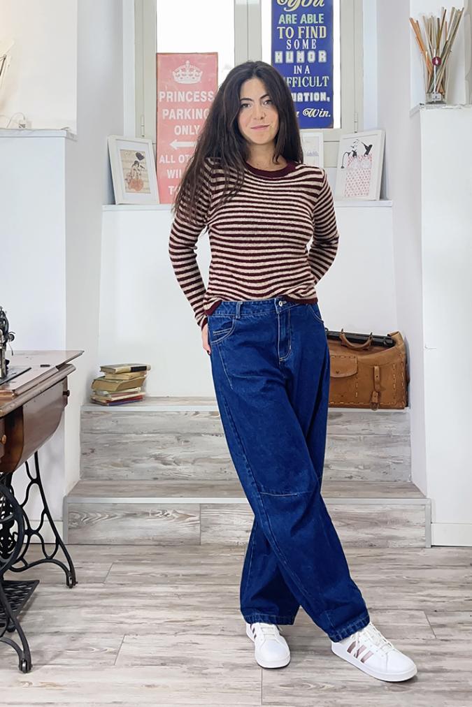 outfit con Maglia Amber bordeaux, Jeans Noland