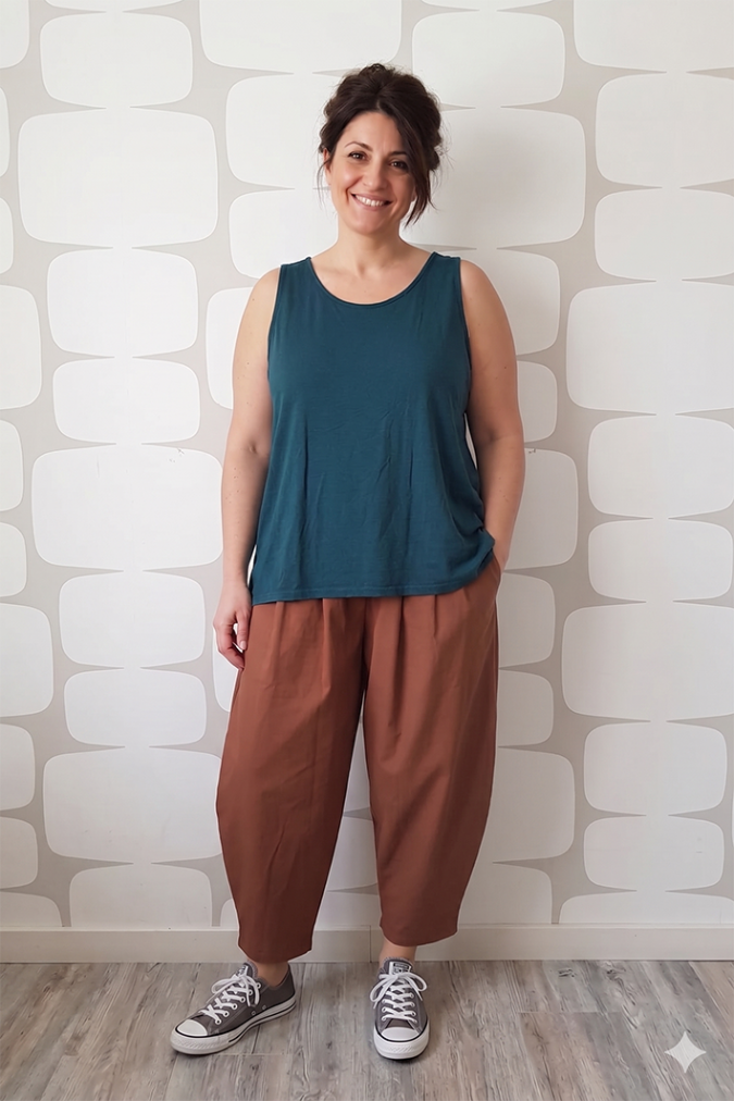 outfit con Canotta Ashley ottanio e Pantalone Howard cioccolato