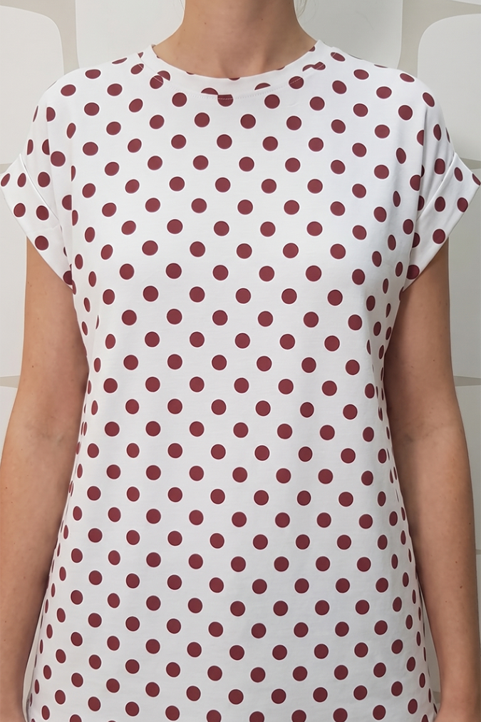  T-shirt Blanche a pois rossi 