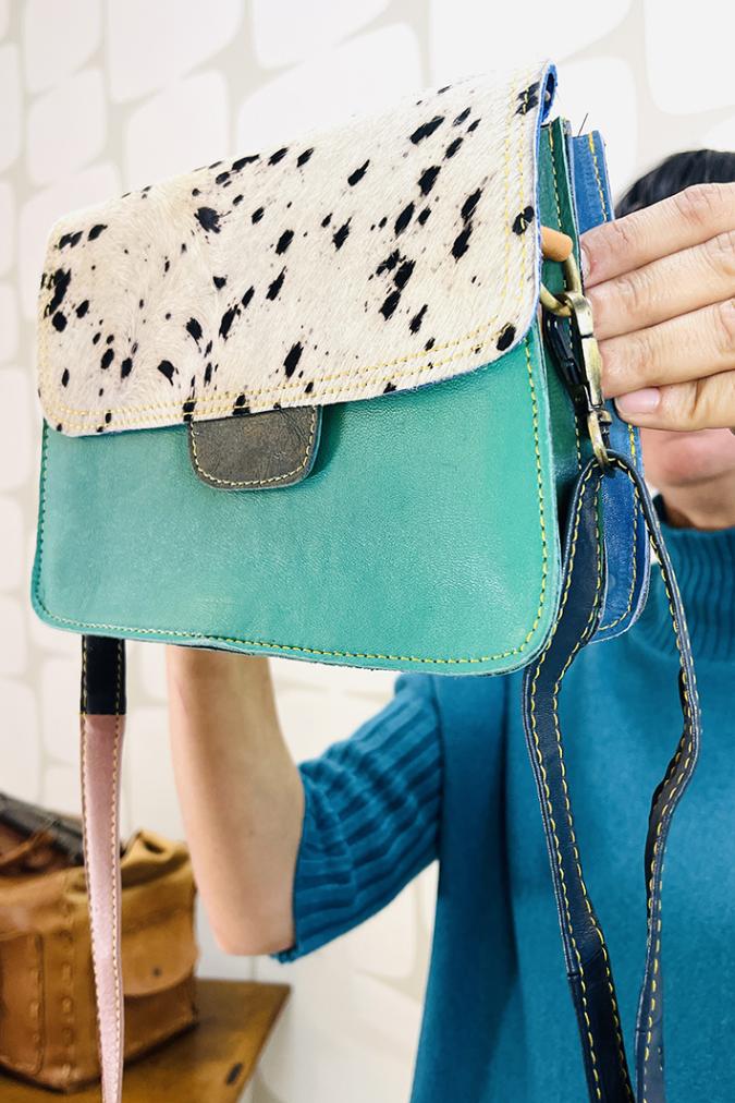 borsa in pelle mista acqua marina fantasia animalieur fabbrica di giuggiole abbigliamento roma