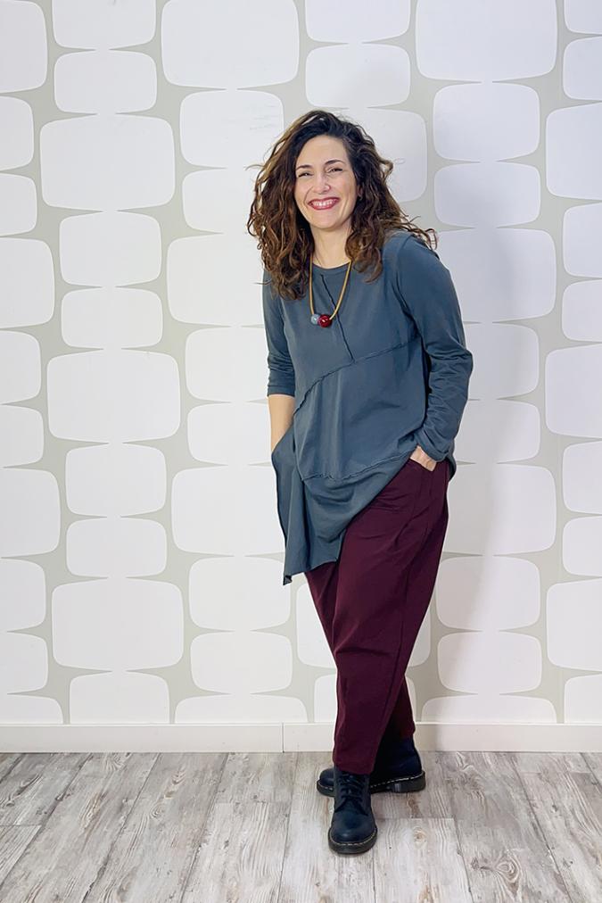 outfit Maglia District grigio e Pantalon James vino