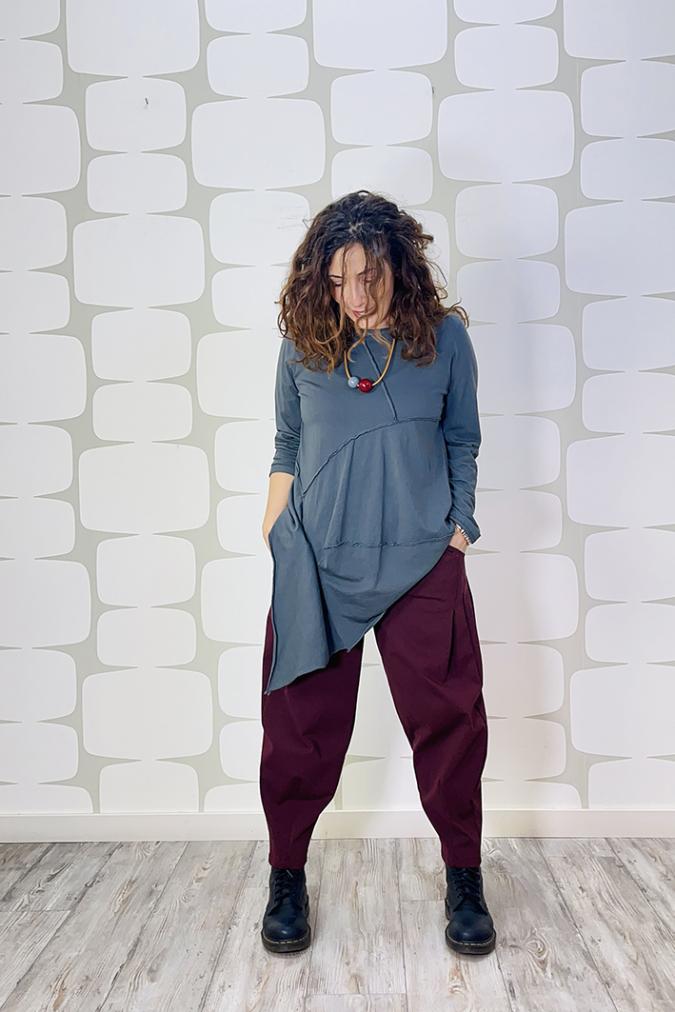 outfit Maglia District grigio e Pantalon James vino