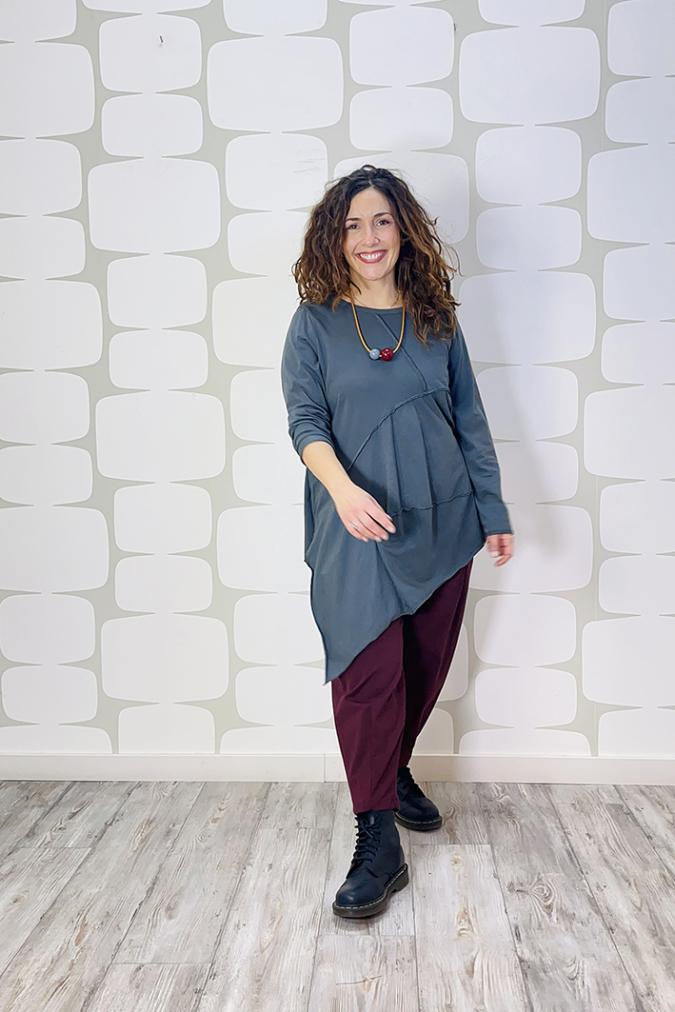 outfit Maglia District grigio e Pantalon James vino