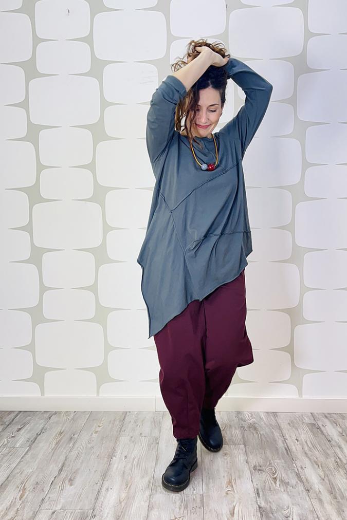 outfit Maglia District grigio e Pantalon James vino