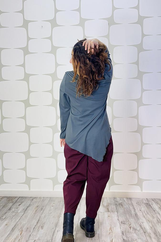 outfit Maglia District grigio e Pantalon James vino
