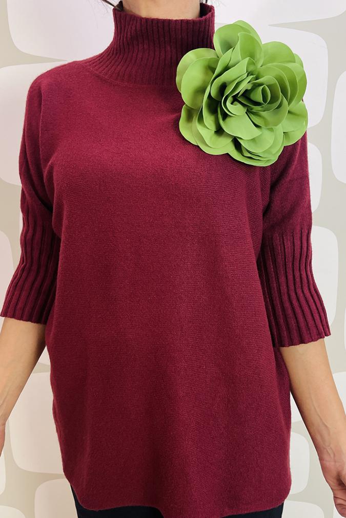 spilla hana a forma di fiore in stoffa color verde mela fabbrica di giuggiole