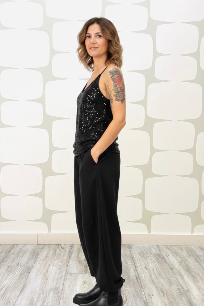 outfit con Canotta Jamie paillettata nero, Pantalone Hedstrom nero