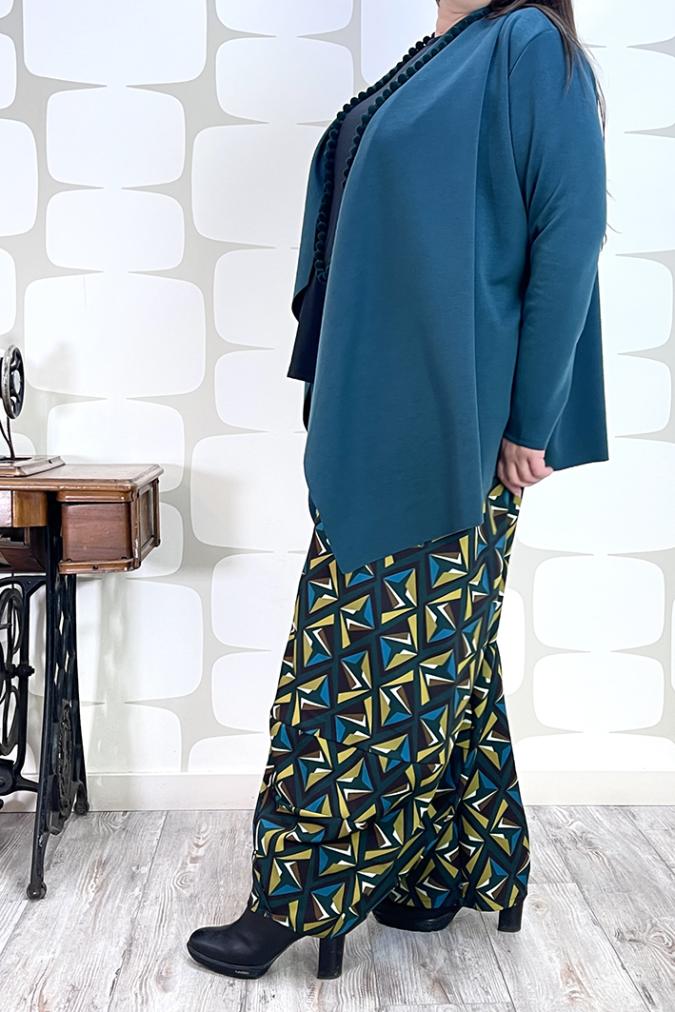 cardigan jill petrolio curvy fabbrica di giuggiole abbigliamento femminile online e roma