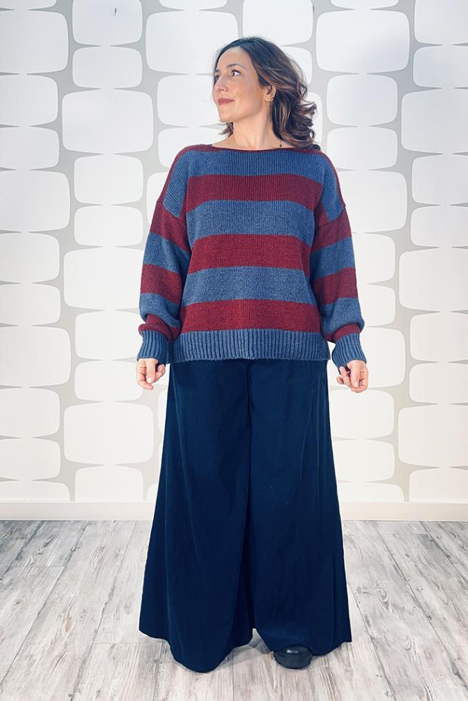 outfit con Maglione Lennart blu e vino, Pantalone Patrice blu