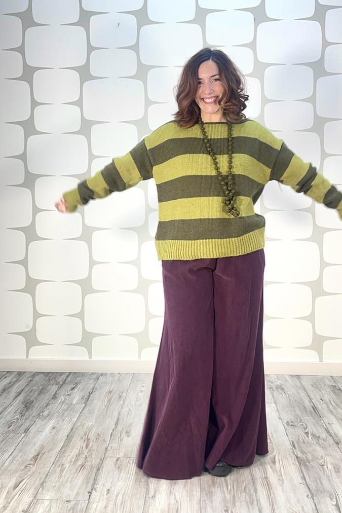 outfit con Maglione Lennart verde, Pantalone Patrice prugna