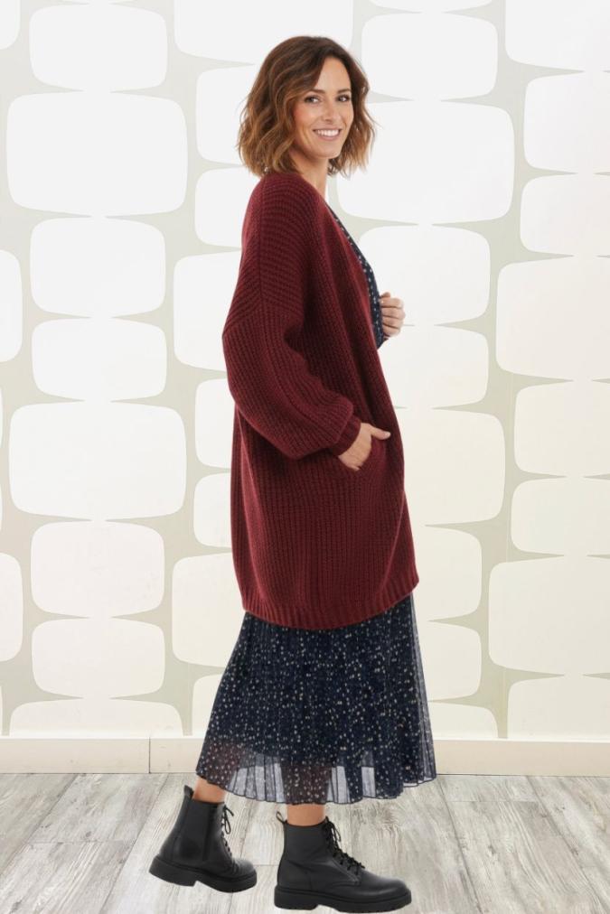 outfit con Abito Lundgren  e Cardigan Gertrude marrone