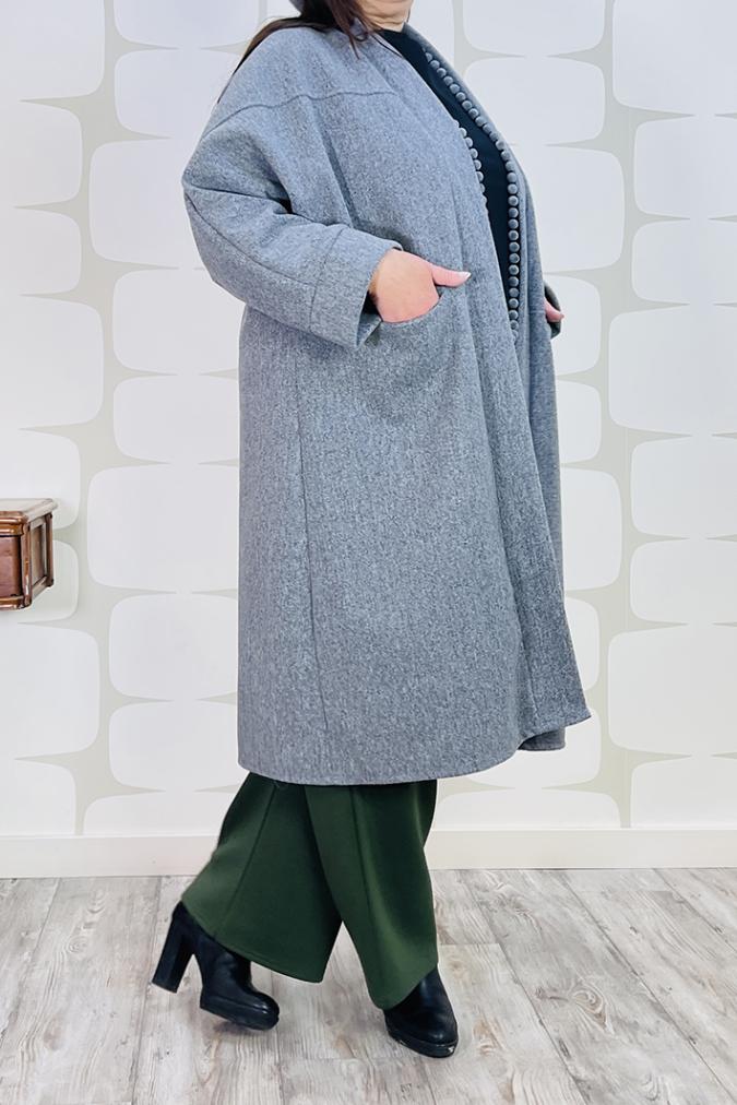 cappotto lynn grigio curvy fabbrica di giuggiole abbigliamento femminile online e roma
