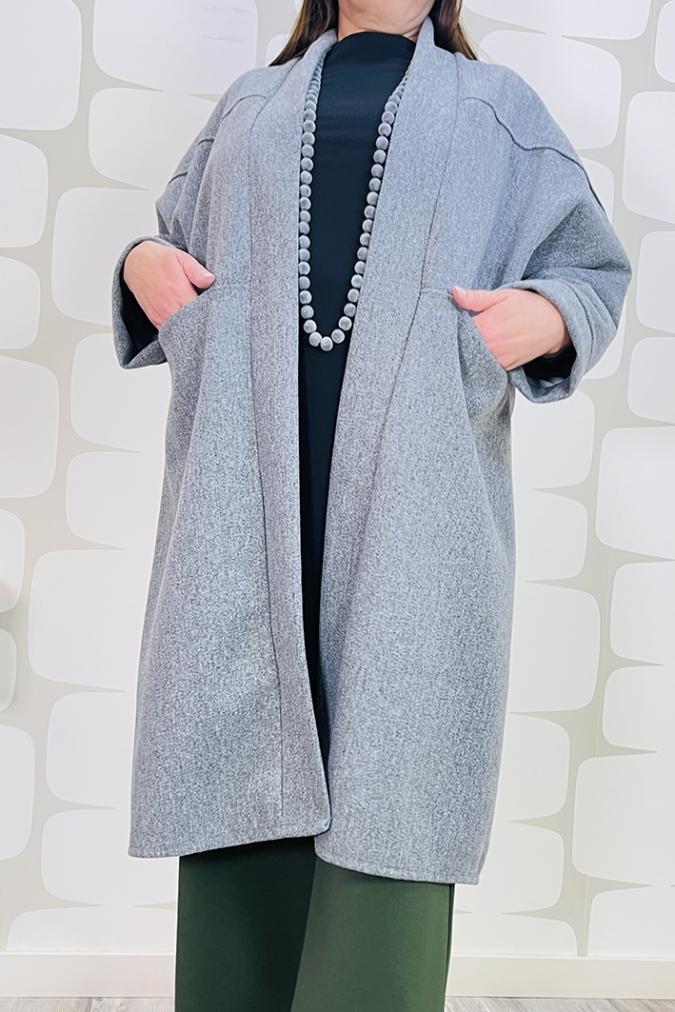 cappotto lynn grigio curvy fabbrica di giuggiole abbigliamento femminile online e roma