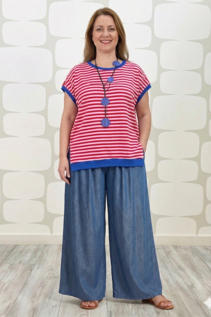 outfit curvy con Maglia Rusty rossa e Jeans Bauman