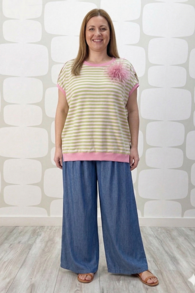 outfit curvy con Maglia Rusty verde e Jeans Bauman