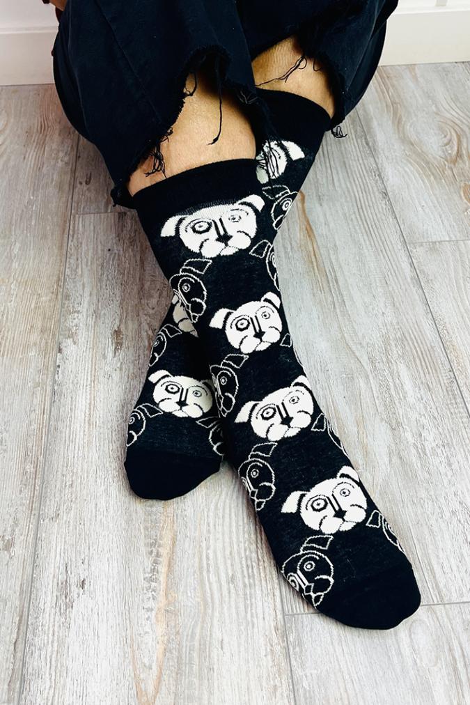 calzini socks fantasia cani nero fabbrica di giuggiole