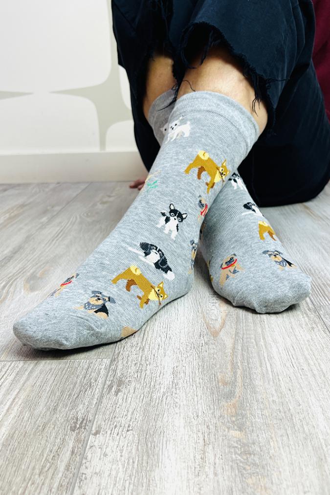 calzini socks fantasia dog park grigi fabbrica di giuggiole