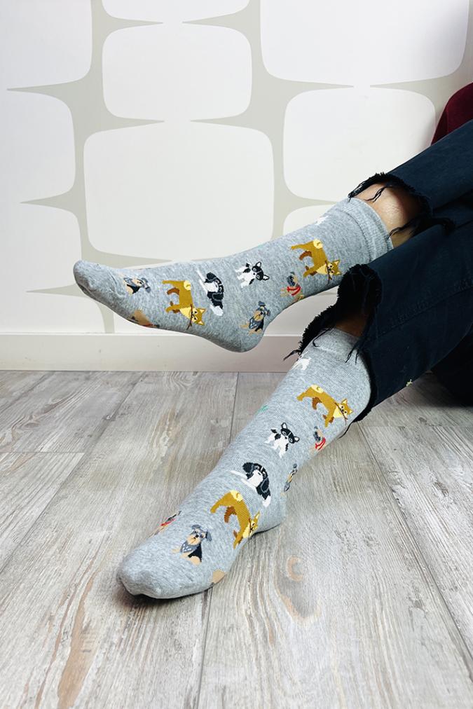 calzini socks fantasia dog park grigi fabbrica di giuggiole