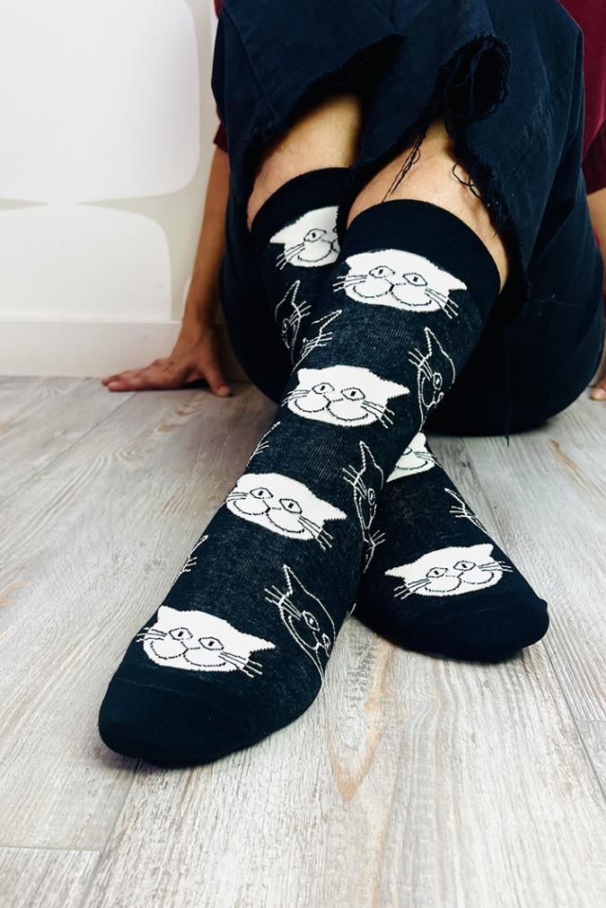 calzini socks fantasia gatti nero fabbrica di giuggiole