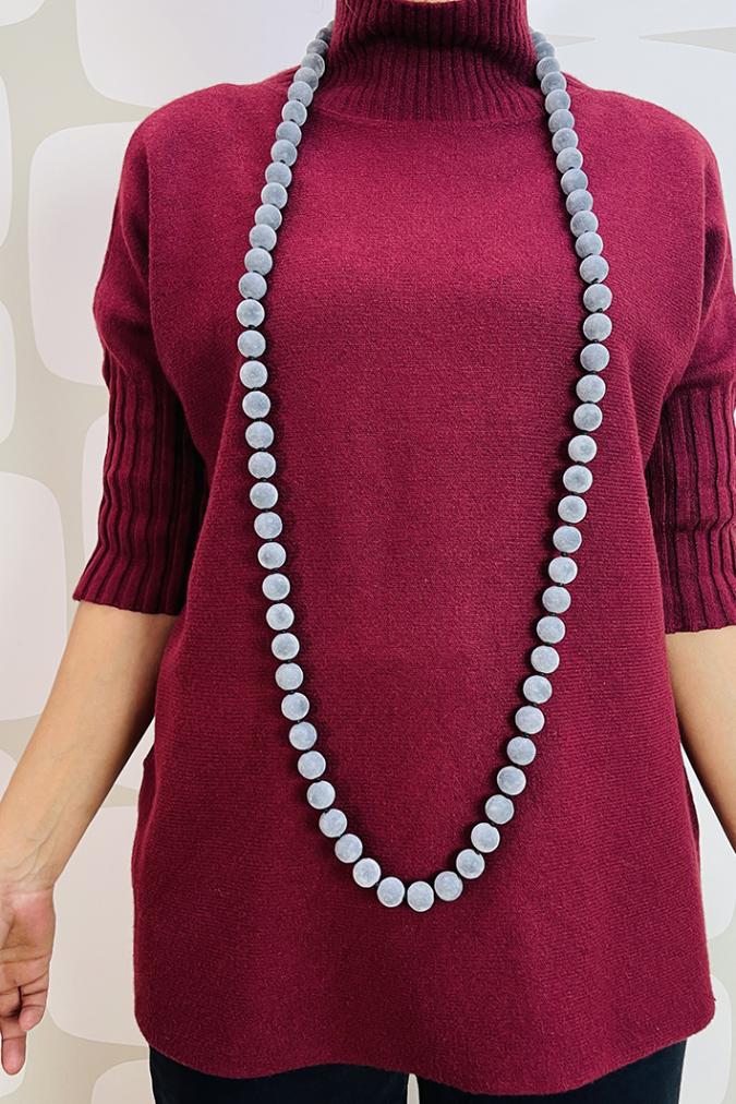 collana velour in velluto grigio fabbrica di giuggiole abbigliamento roma