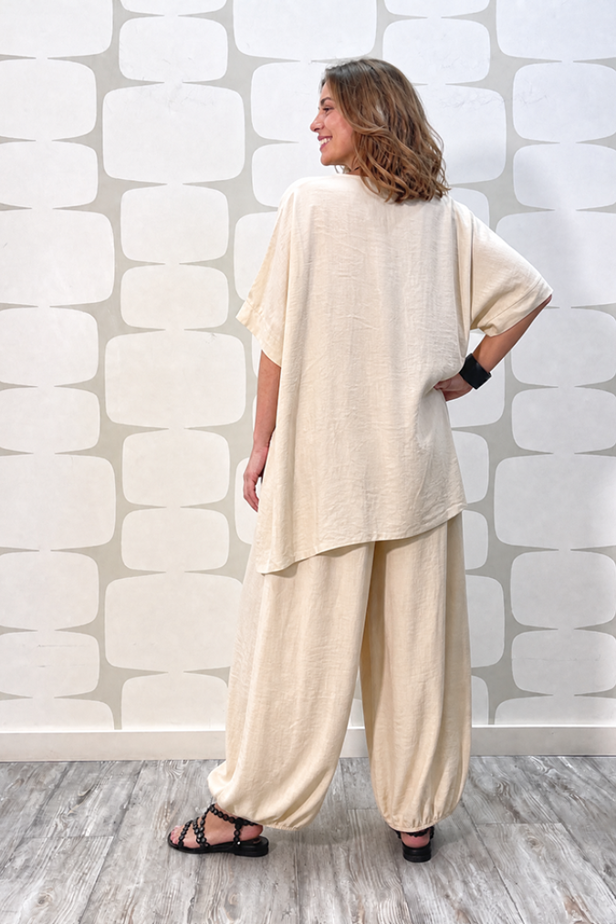 outfit Blusa Mace panna e Pantalone Yoda panna