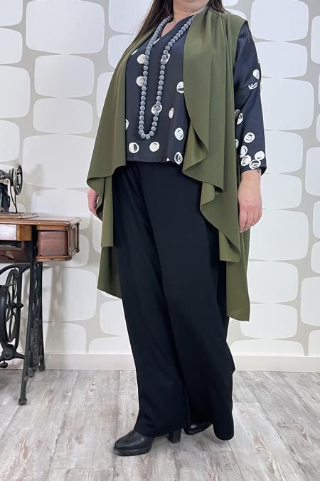 Gilet claire verde oliva curvy fabbrica di giuggiole abbigliamento femminile online e roma
