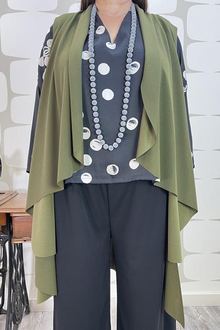 Gilet claire verde oliva curvy fabbrica di giuggiole abbigliamento femminile online e roma