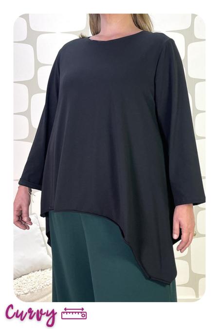 maglia betta curvy sartoriale nera - fabbrica di giuggiole