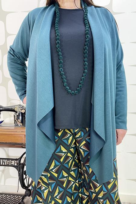 cardigan jill petrolio curvy fabbrica di giuggiole abbigliamento femminile online e roma