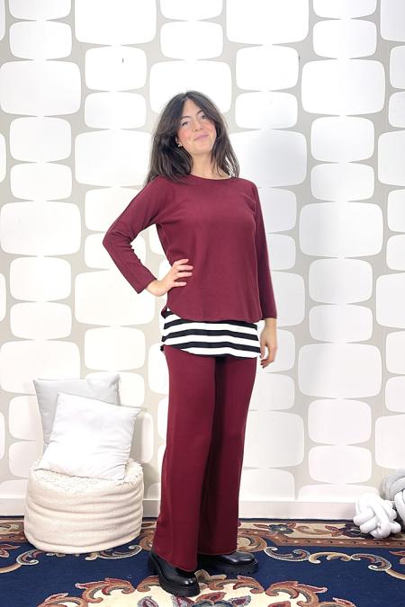 maglia miso bordeaux e pantalone miso bordeaux fabbrica di giuggiole