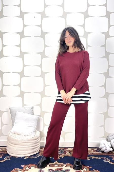 maglia miso bordeaux e pantalone miso bordeaux fabbrica di giuggiole